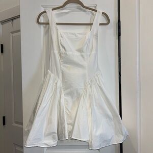 White Square Neck Fit-and-Flare Sundress